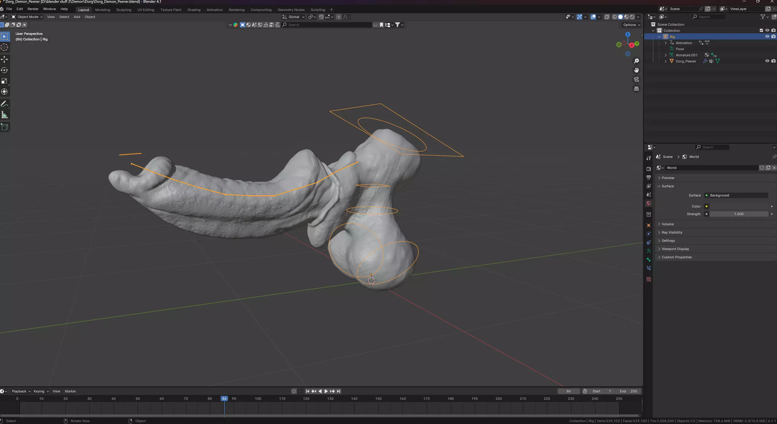 Fantasy Dorg Demon Dog Penis Low-poly 3D model_4