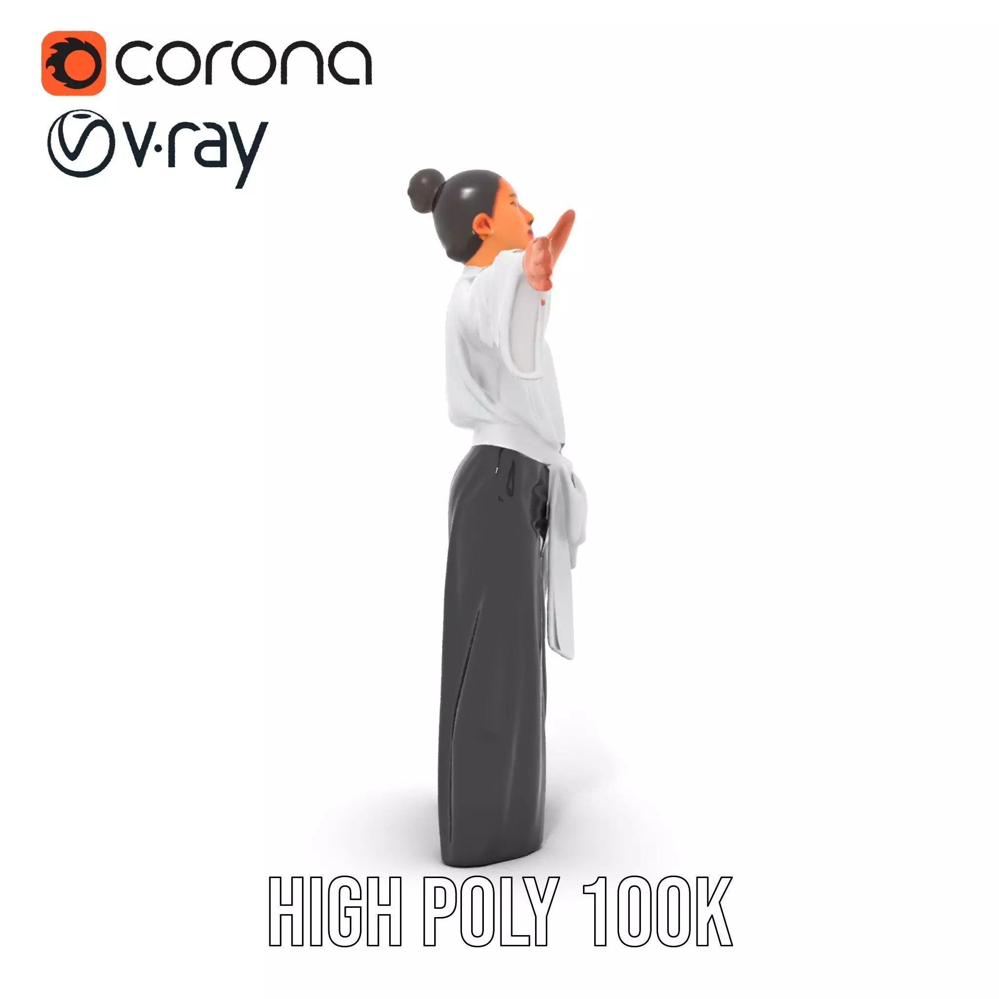 Chic White Blouse model pack Low-poly 3D model_19