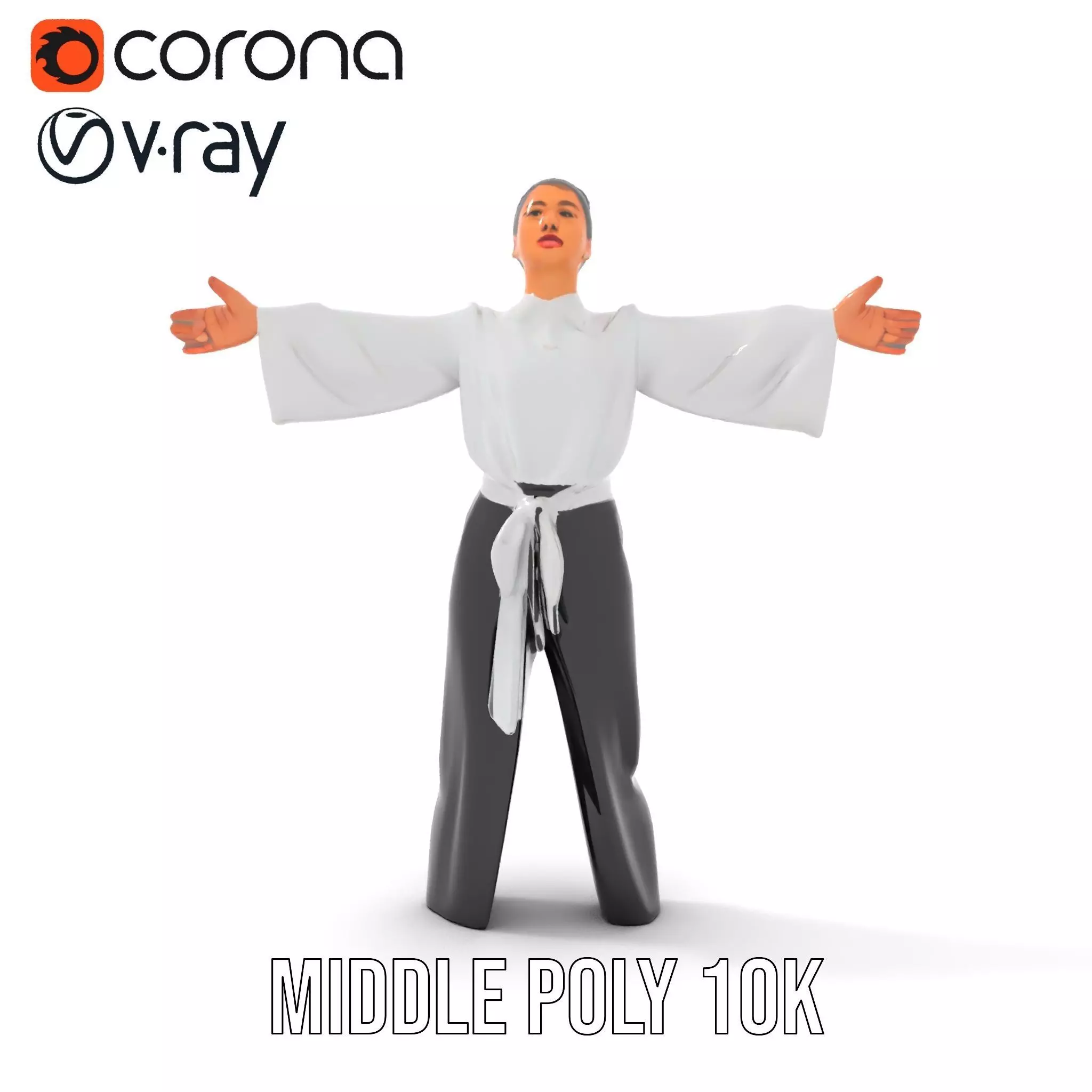 Chic White Blouse model pack Low-poly 3D model_12