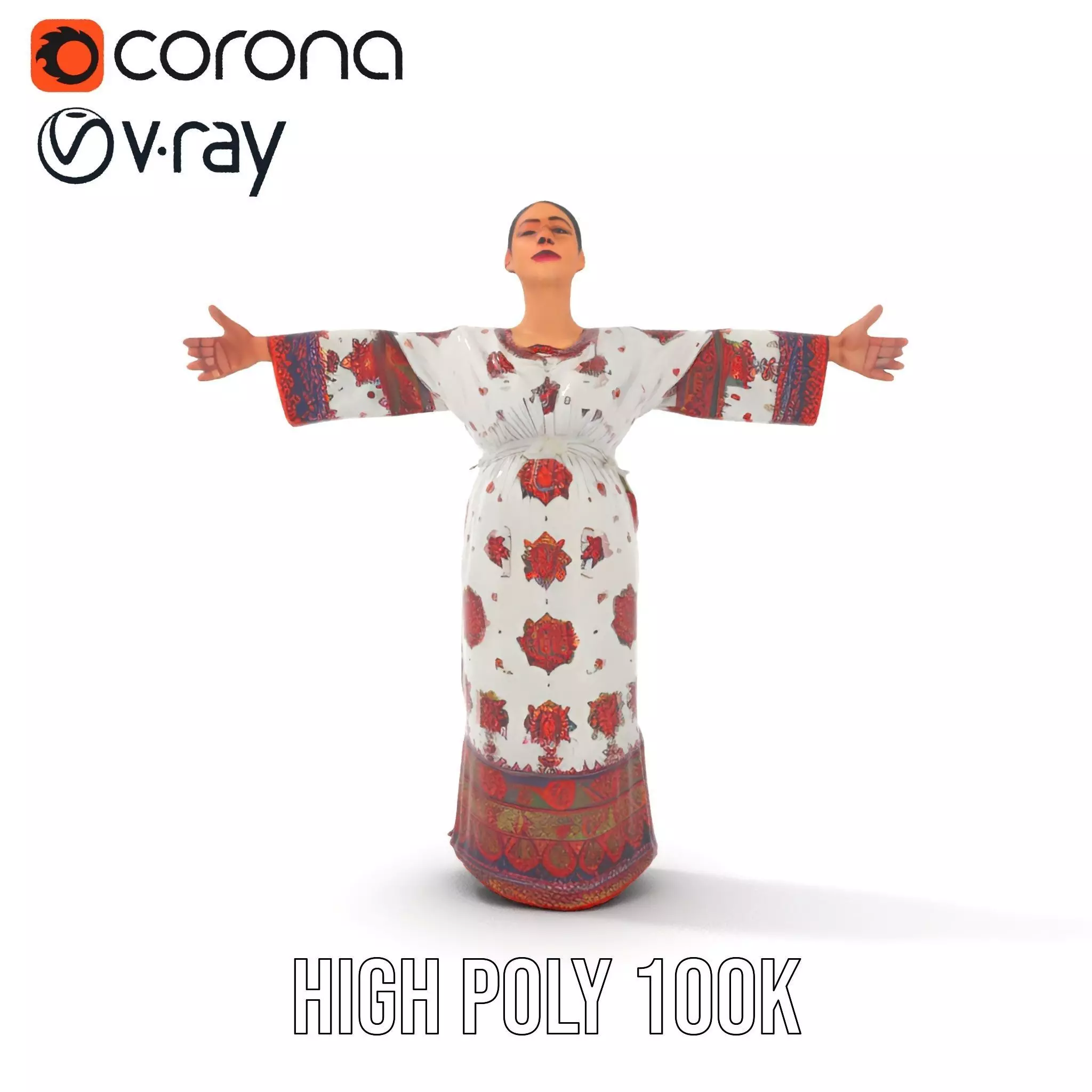Floral Maxi Dress model pack Low-poly 3D model_33