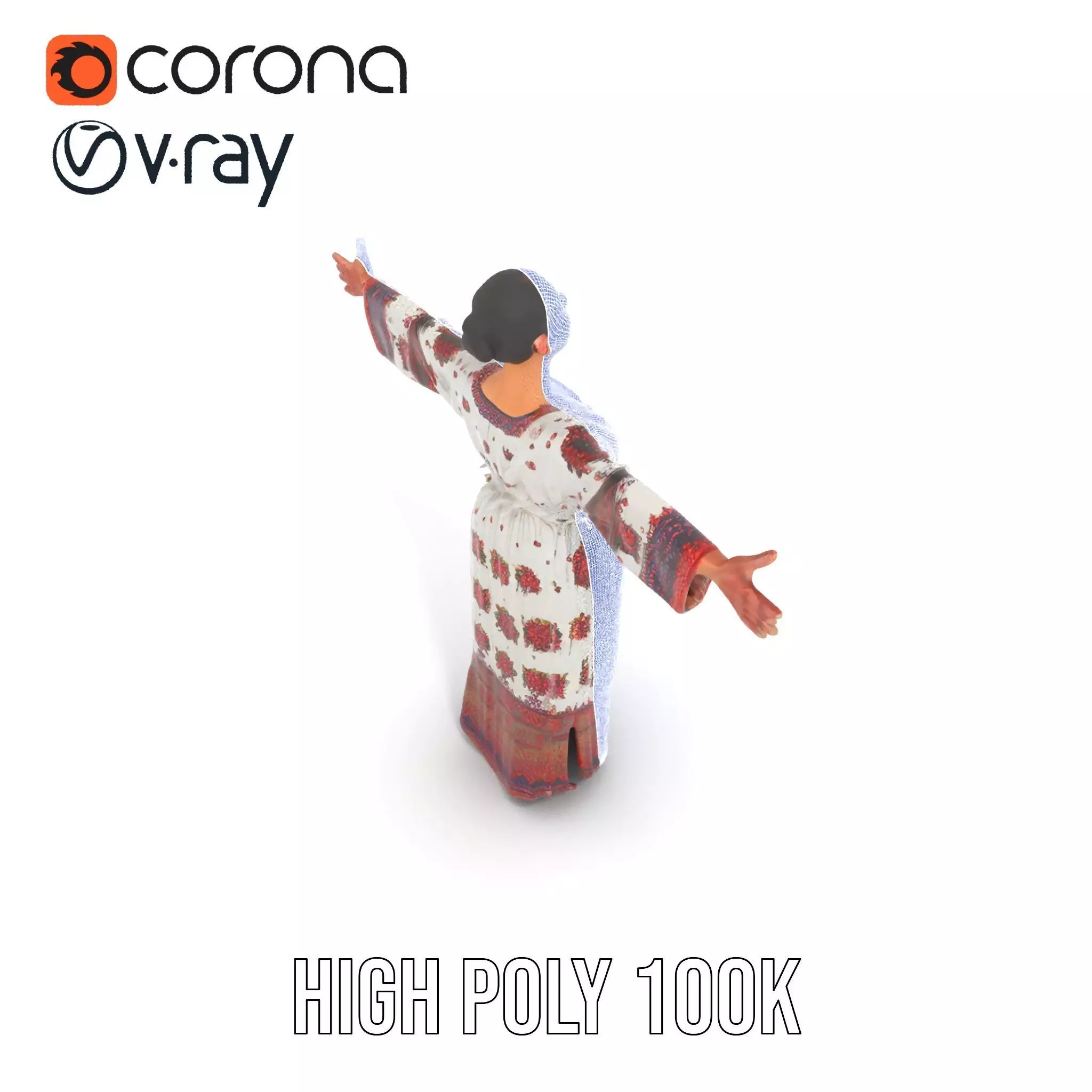 Floral Maxi Dress model pack Low-poly 3D model_32