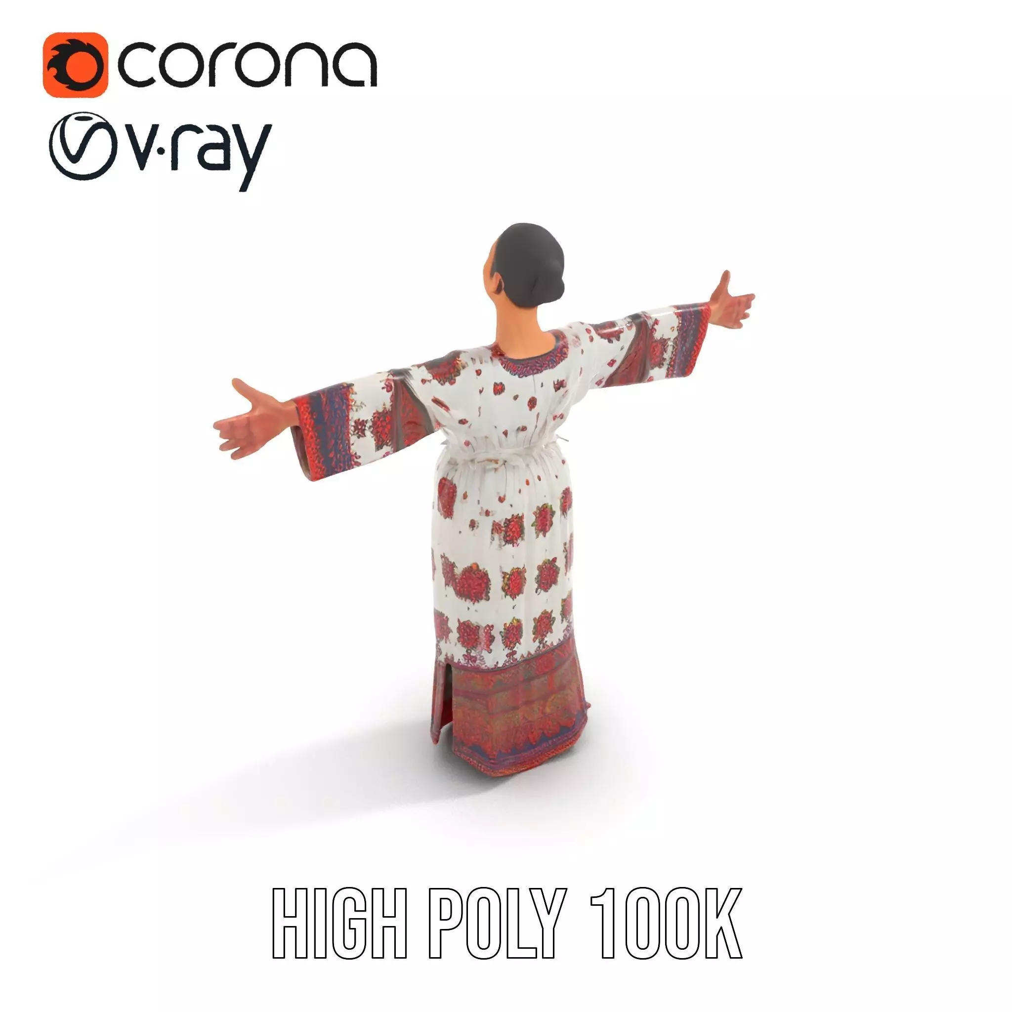 Floral Maxi Dress model pack Low-poly 3D model_26