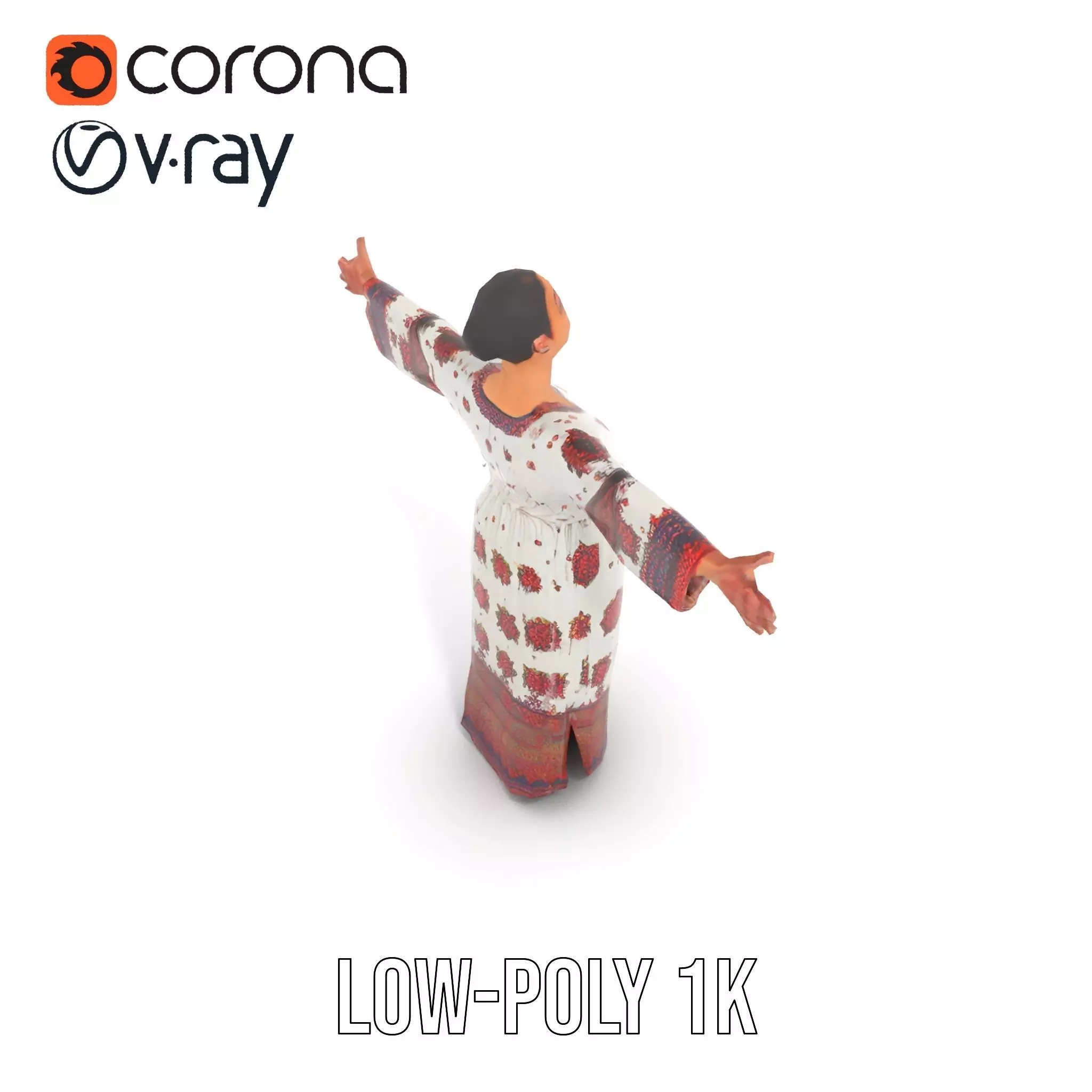 Floral Maxi Dress model pack Low-poly 3D model_10