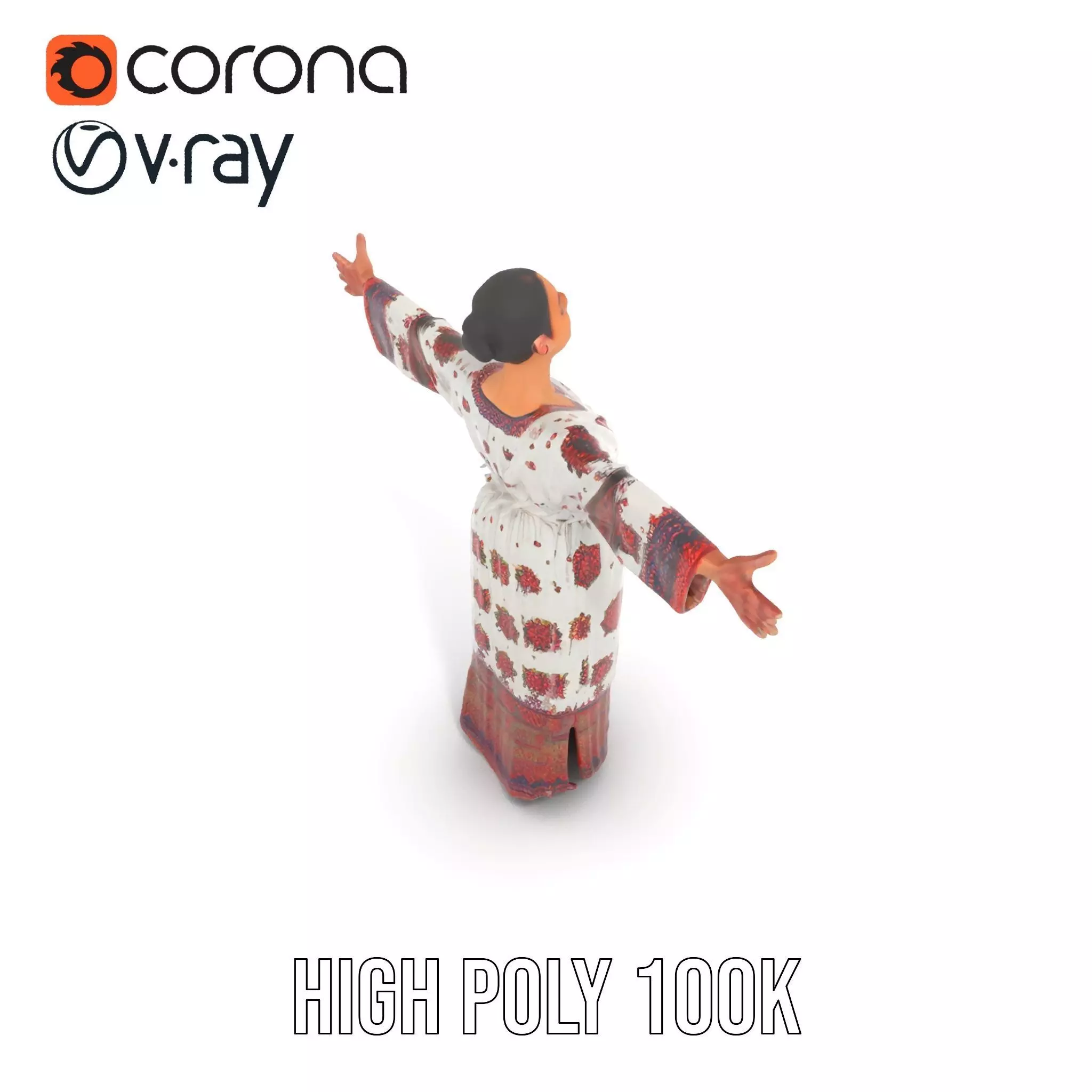 Floral Maxi Dress model pack Low-poly 3D model_29