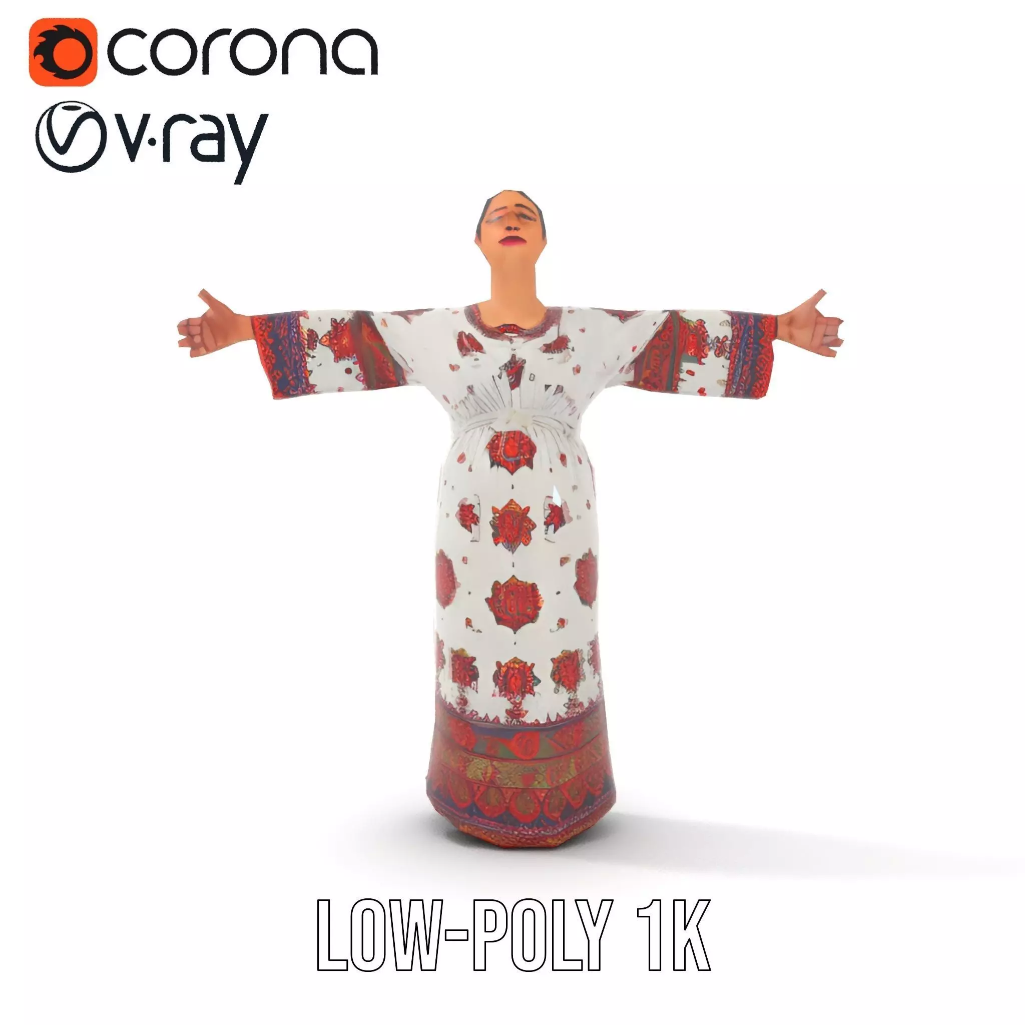 Floral Maxi Dress model pack Low-poly 3D model_28
