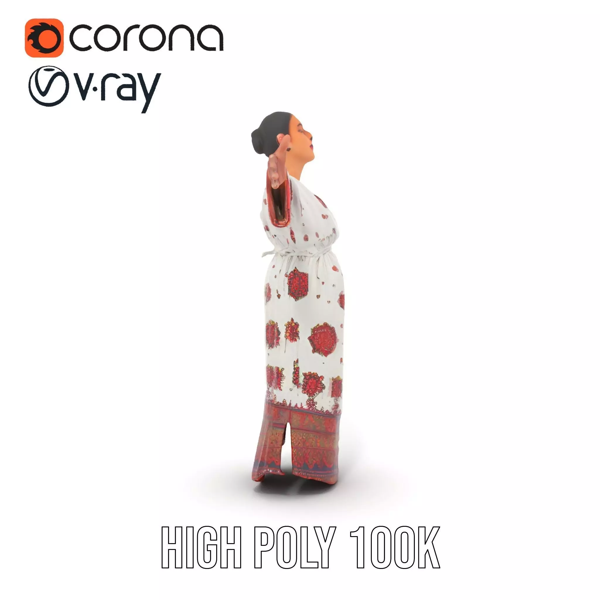 Floral Maxi Dress model pack Low-poly 3D model_23