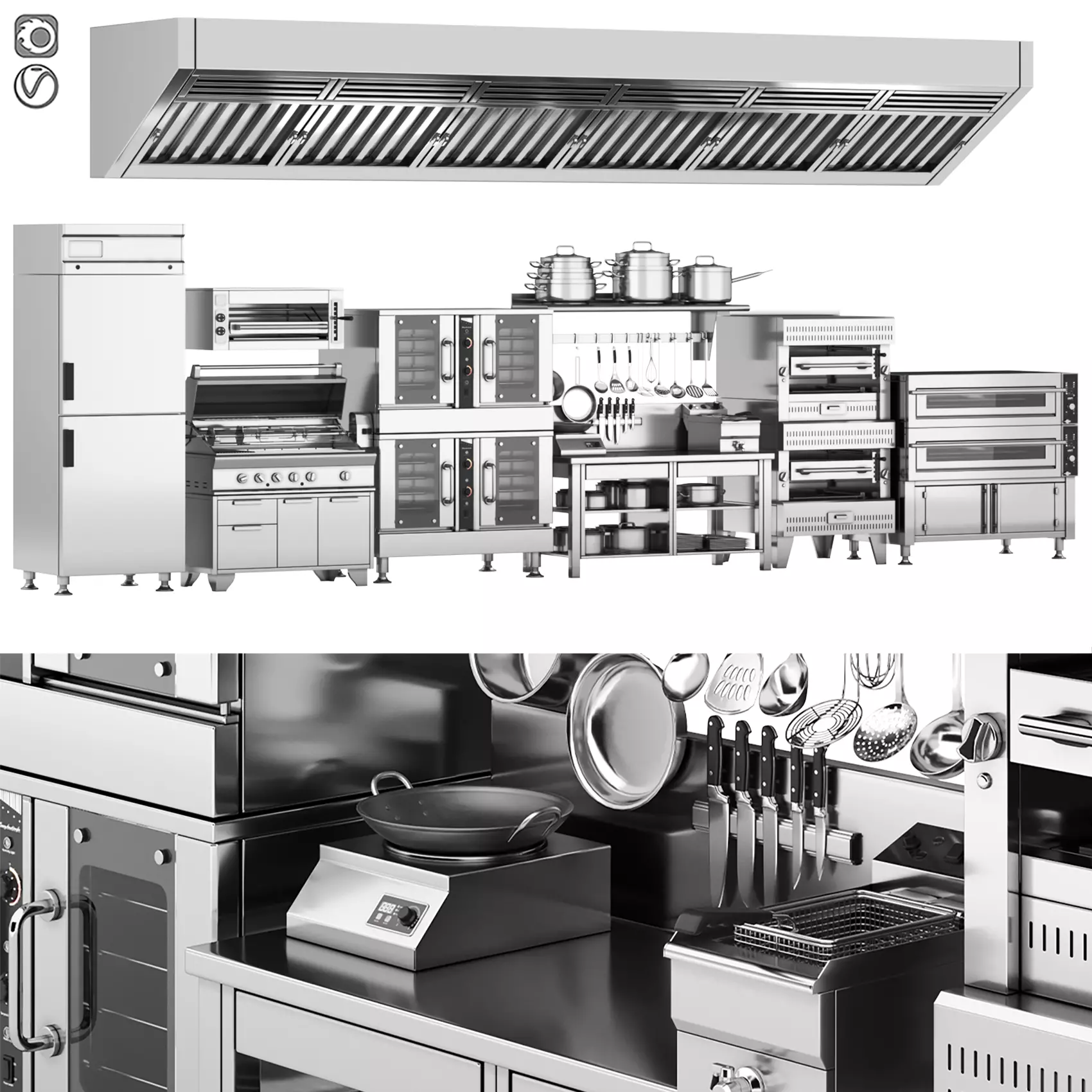 A set of equipment for cafes and restaurants 3D model_0