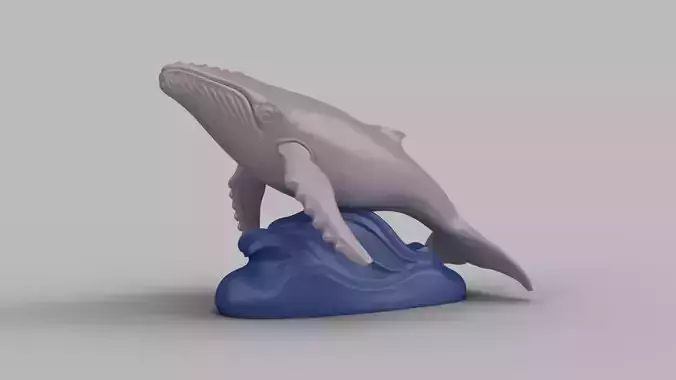 Humpback Whale Figurine with Wave Base