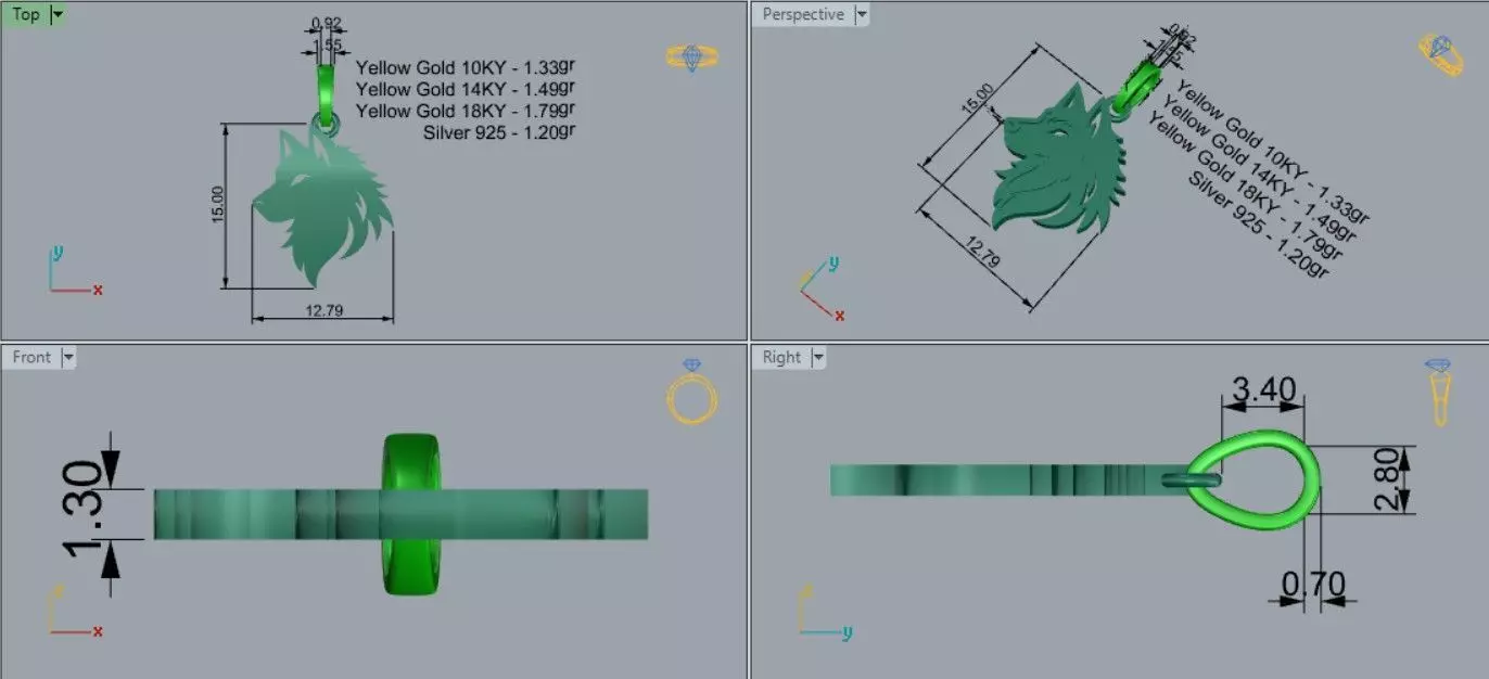 Wolf Pendant 3D print model_9