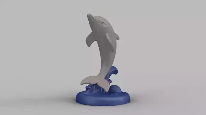 Dolphin Figurine with Wave Base