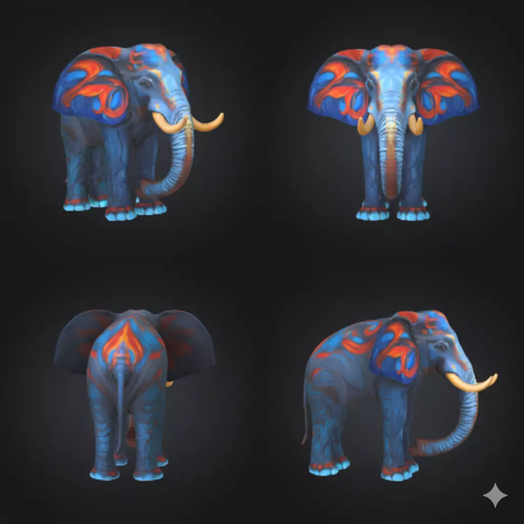 Geometric Elephant 3D Modern Low-Poly Sculpture Free 3D print model_2