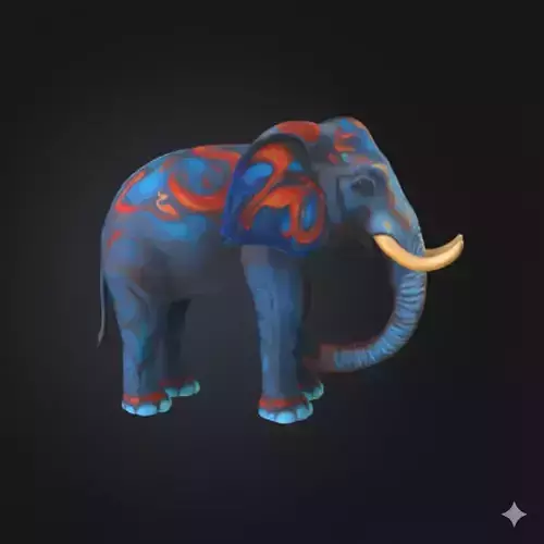 Geometric Elephant 3D  Modern Low-Poly Sculpture
