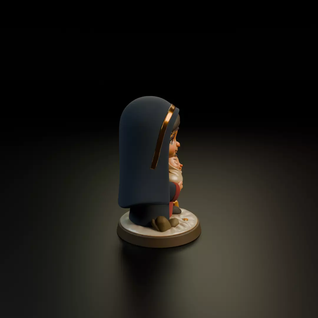 Mary and Jesus baby 3D print model_2