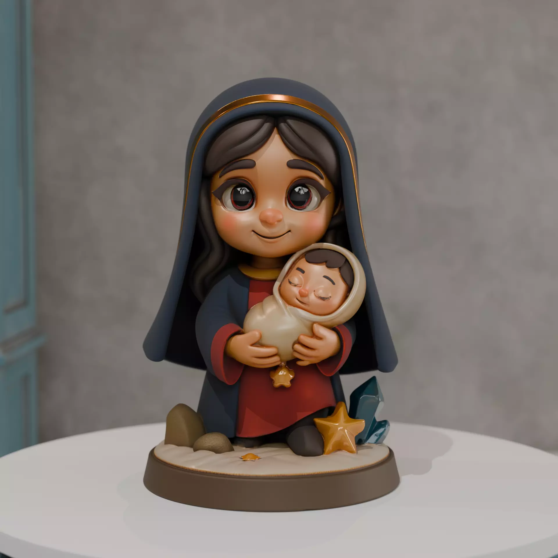 Mary and Jesus baby 3D print model_0