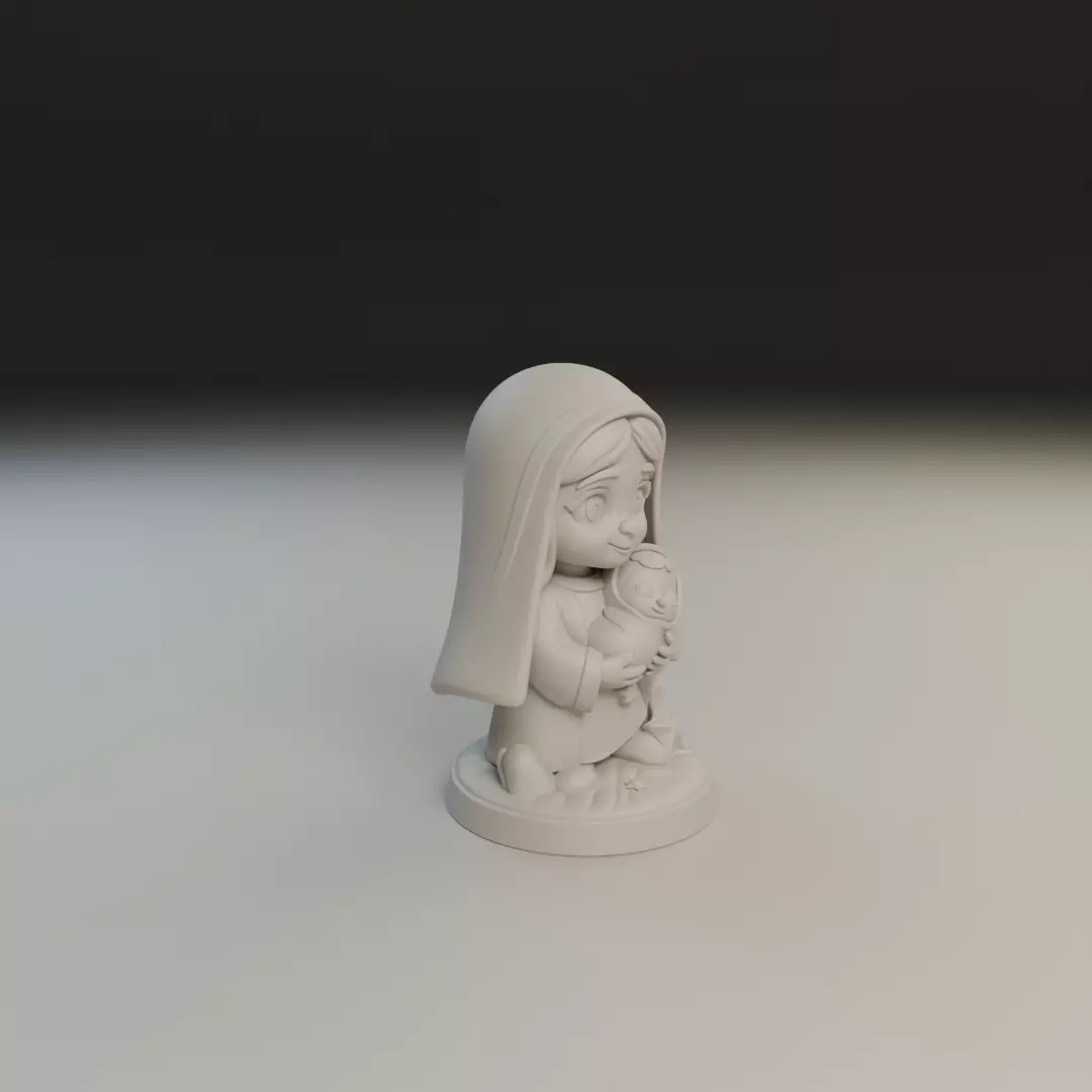 Mary and Jesus baby 3D print model_11