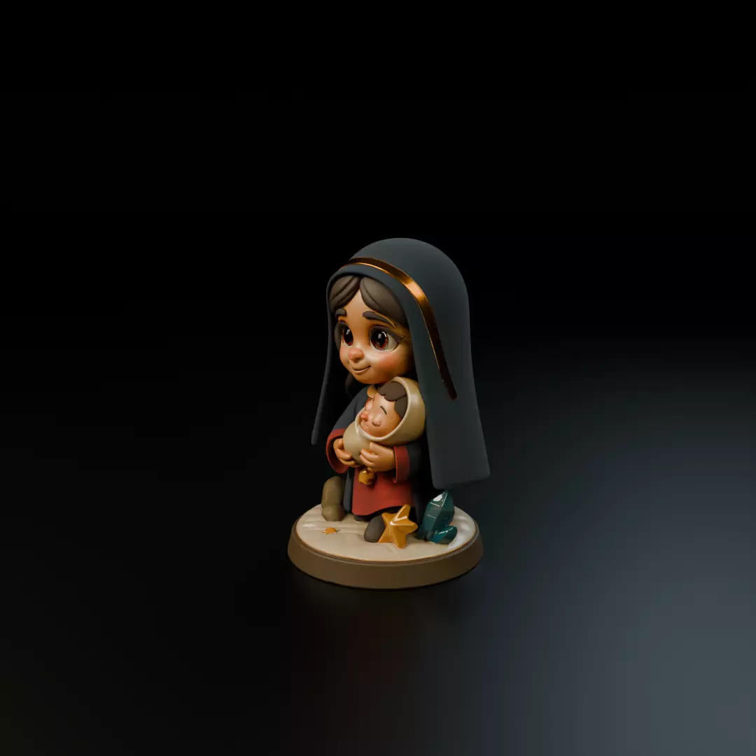 Mary and Jesus baby 3D print model_10