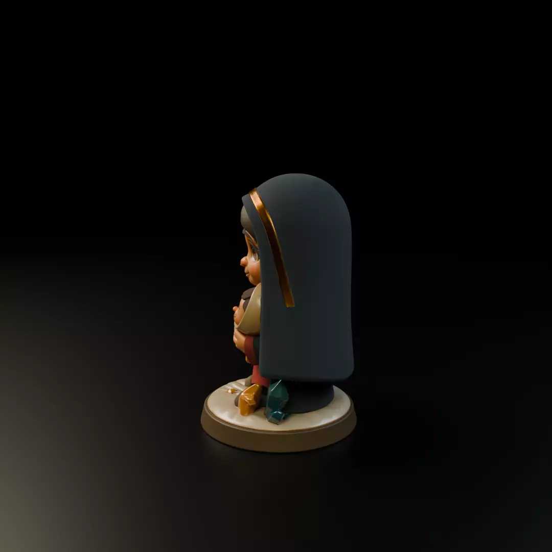 Mary and Jesus baby 3D print model_4