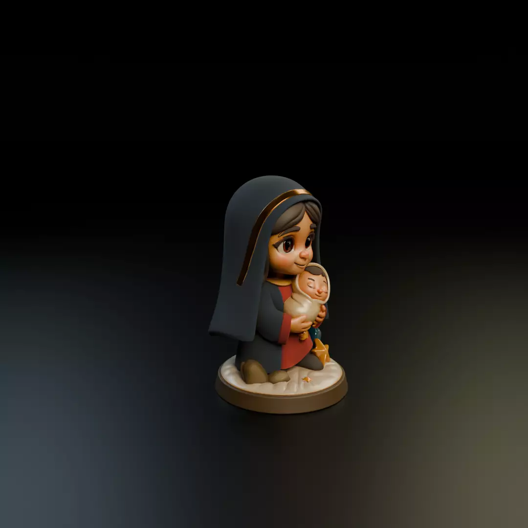 Mary and Jesus baby 3D print model_12