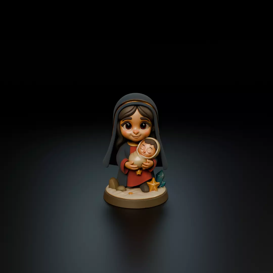 Mary and Jesus baby 3D print model_16