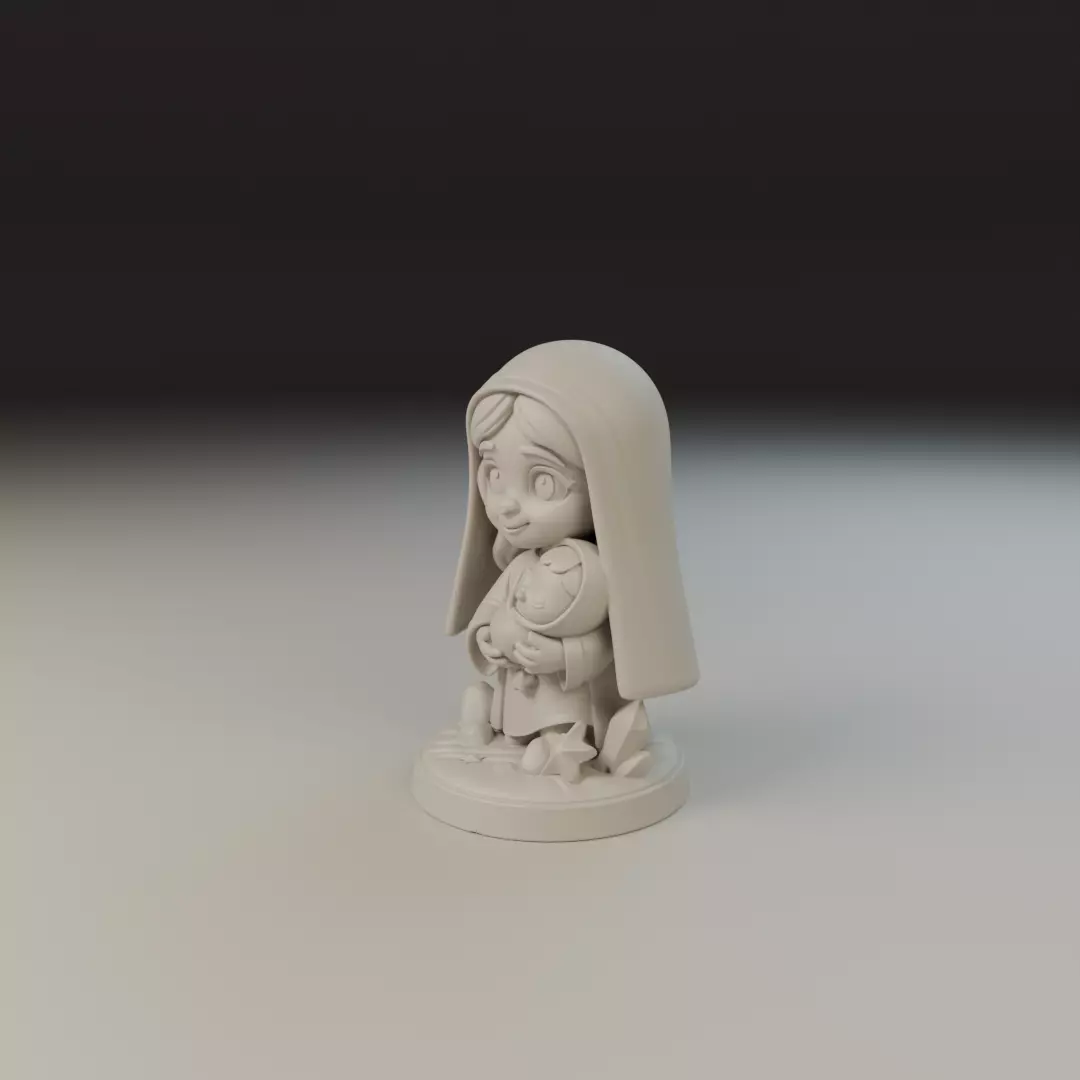 Mary and Jesus baby 3D print model_9