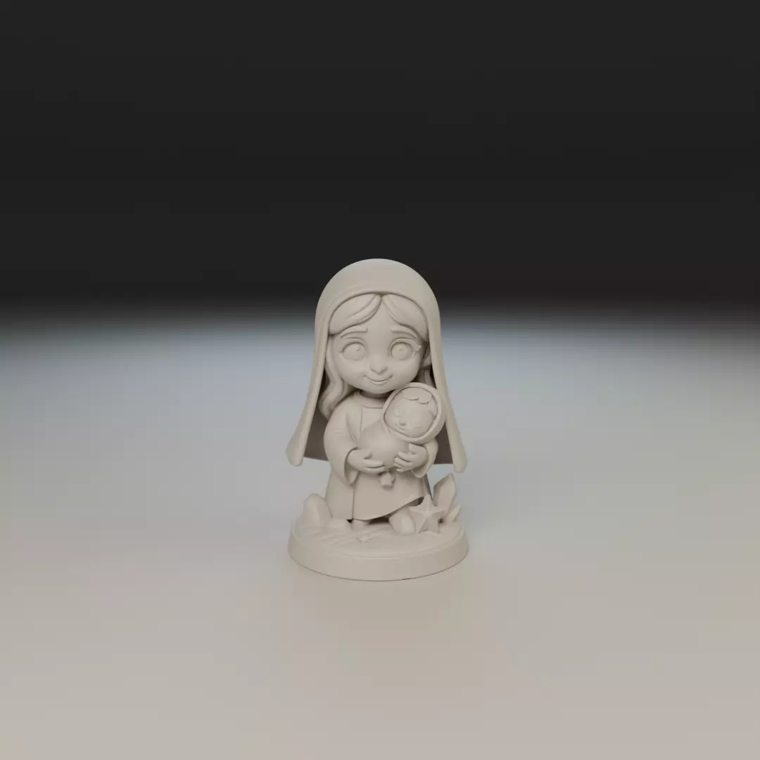 Mary and Jesus baby 3D print model_15