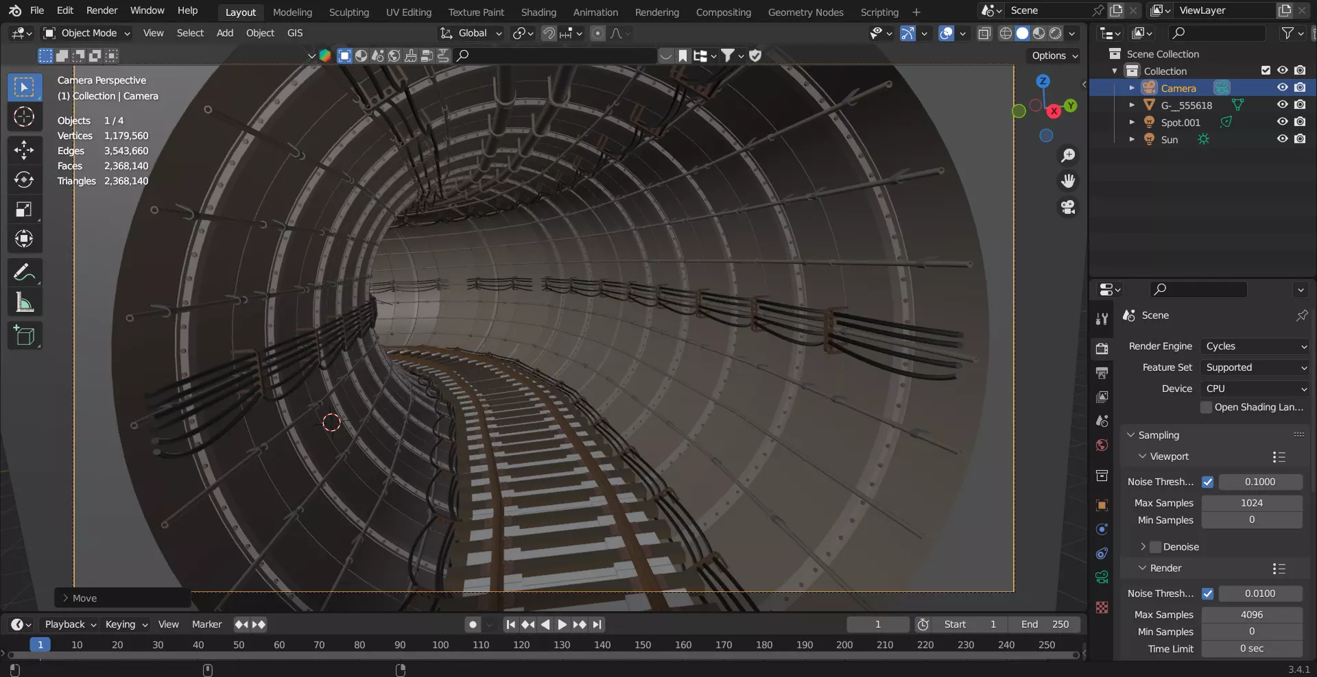 Realistic Railway Tunnel 3D model_17