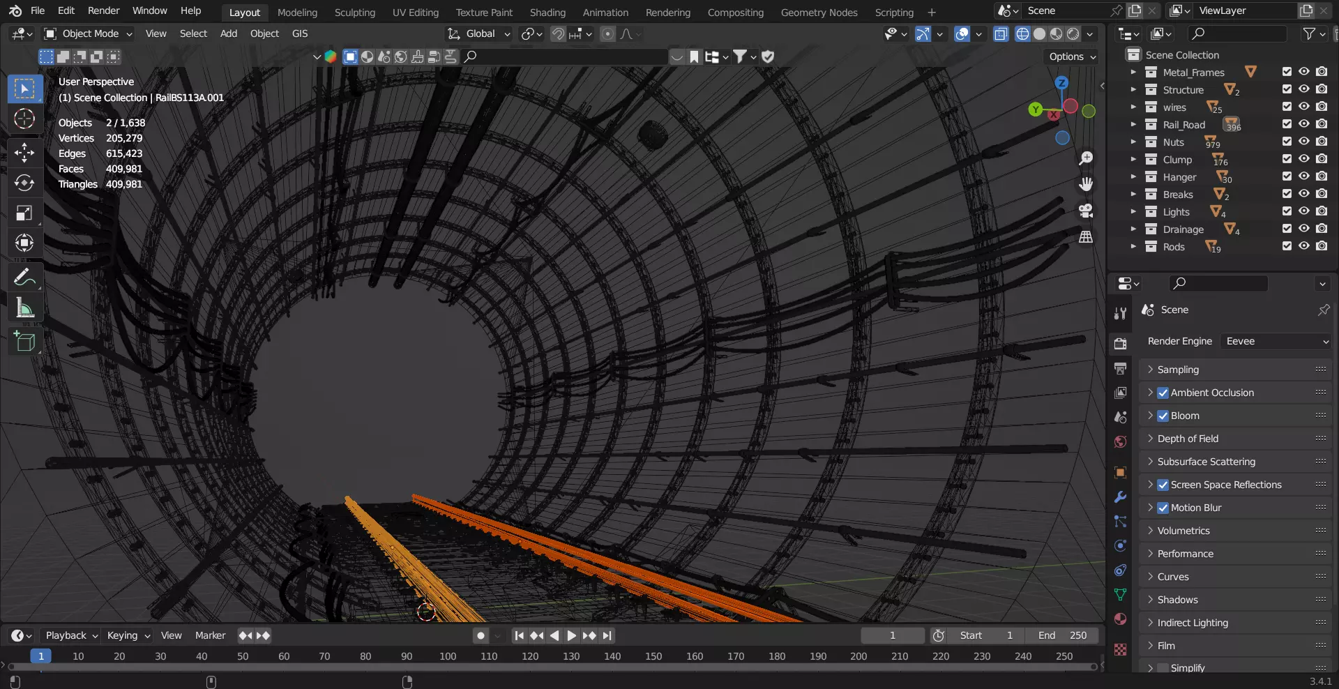Realistic Railway Tunnel 3D model_2