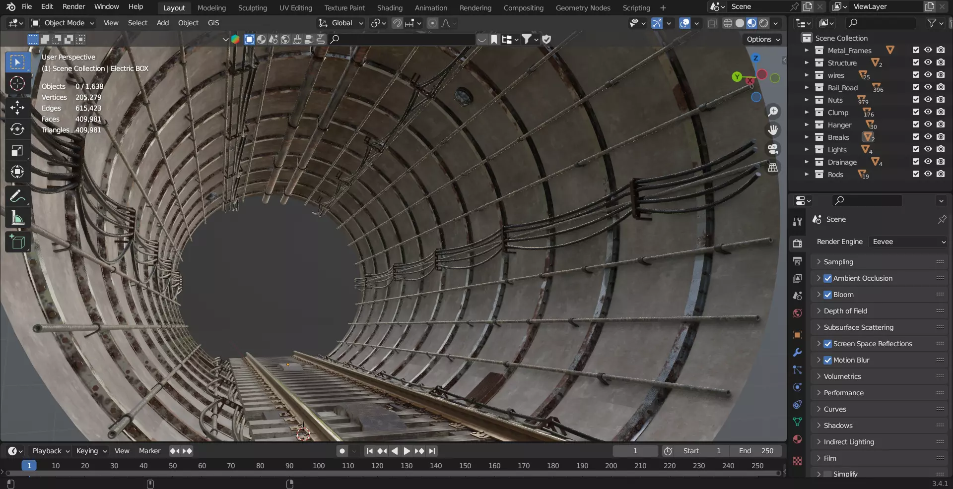 Realistic Railway Tunnel 3D model_16