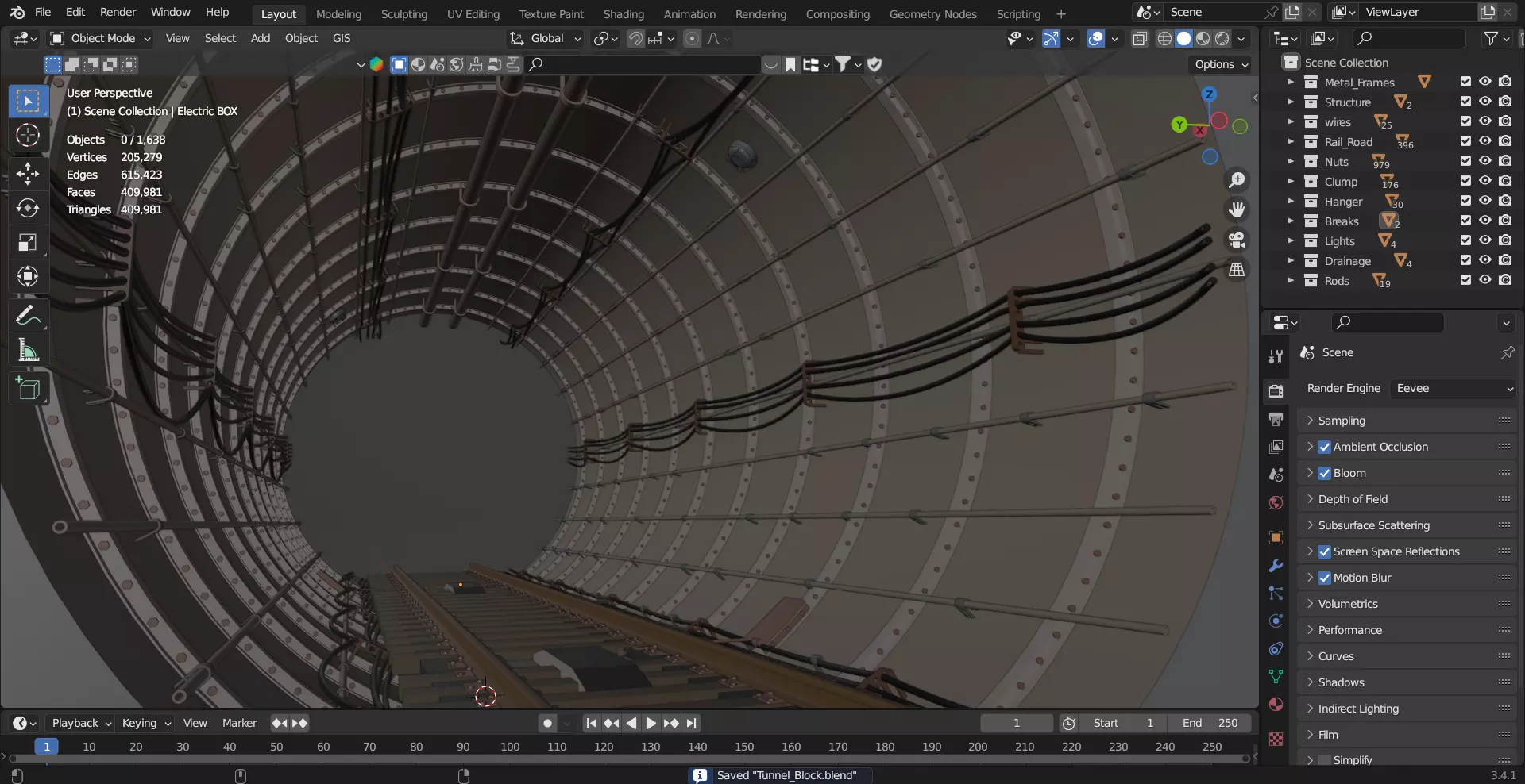 Realistic Railway Tunnel 3D model_15