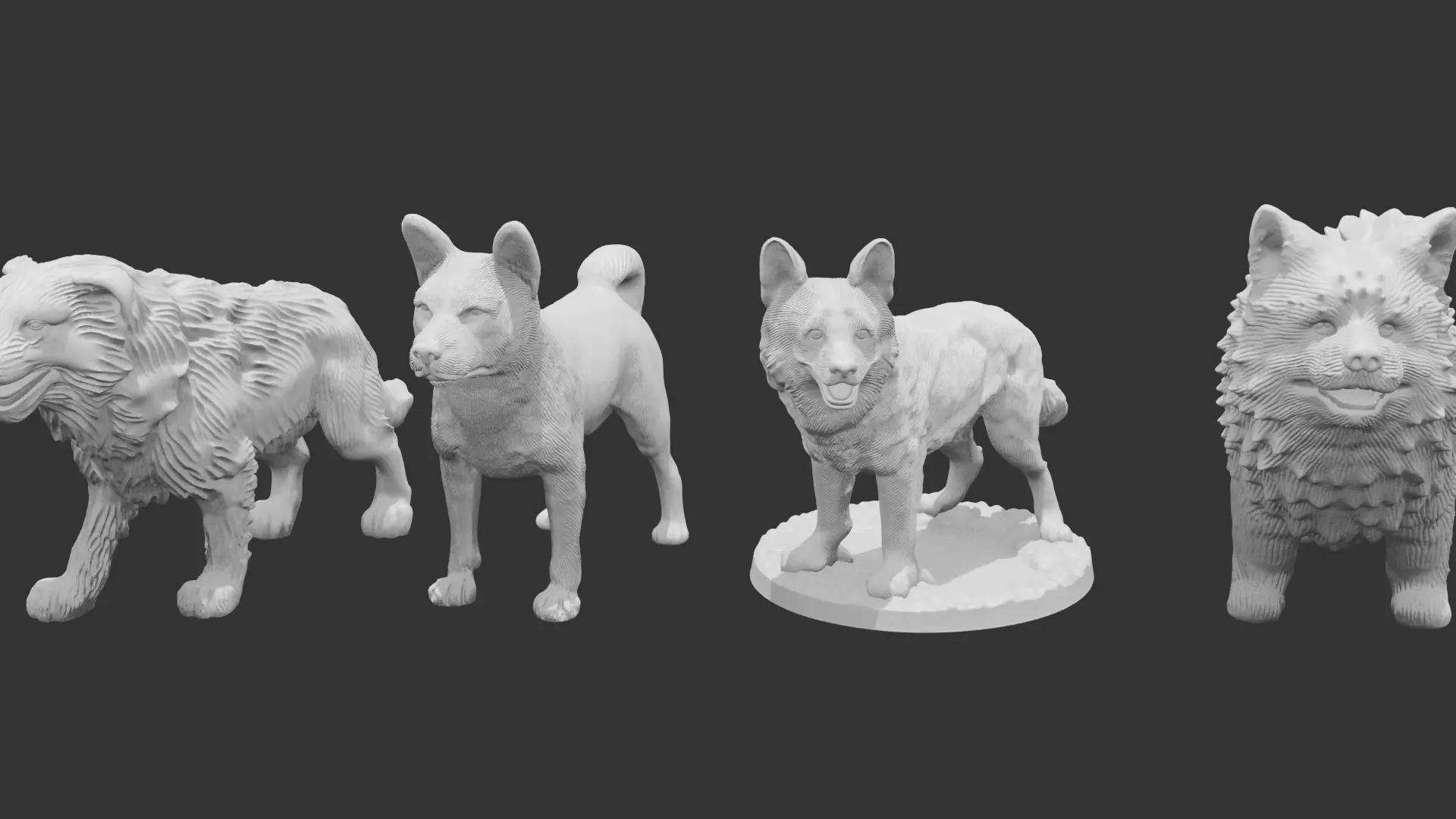 4 Dogs Perfect For Wargaming And 3D print 3D print model_1