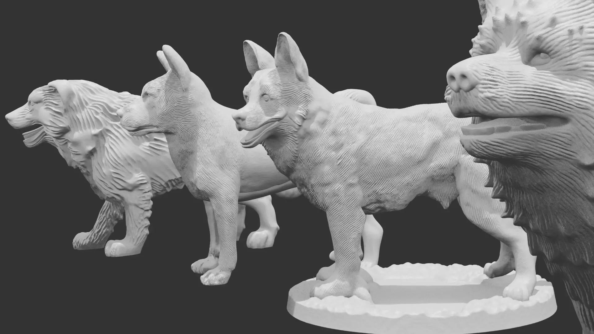 4 Dogs Perfect For Wargaming And 3D print 3D print model_2