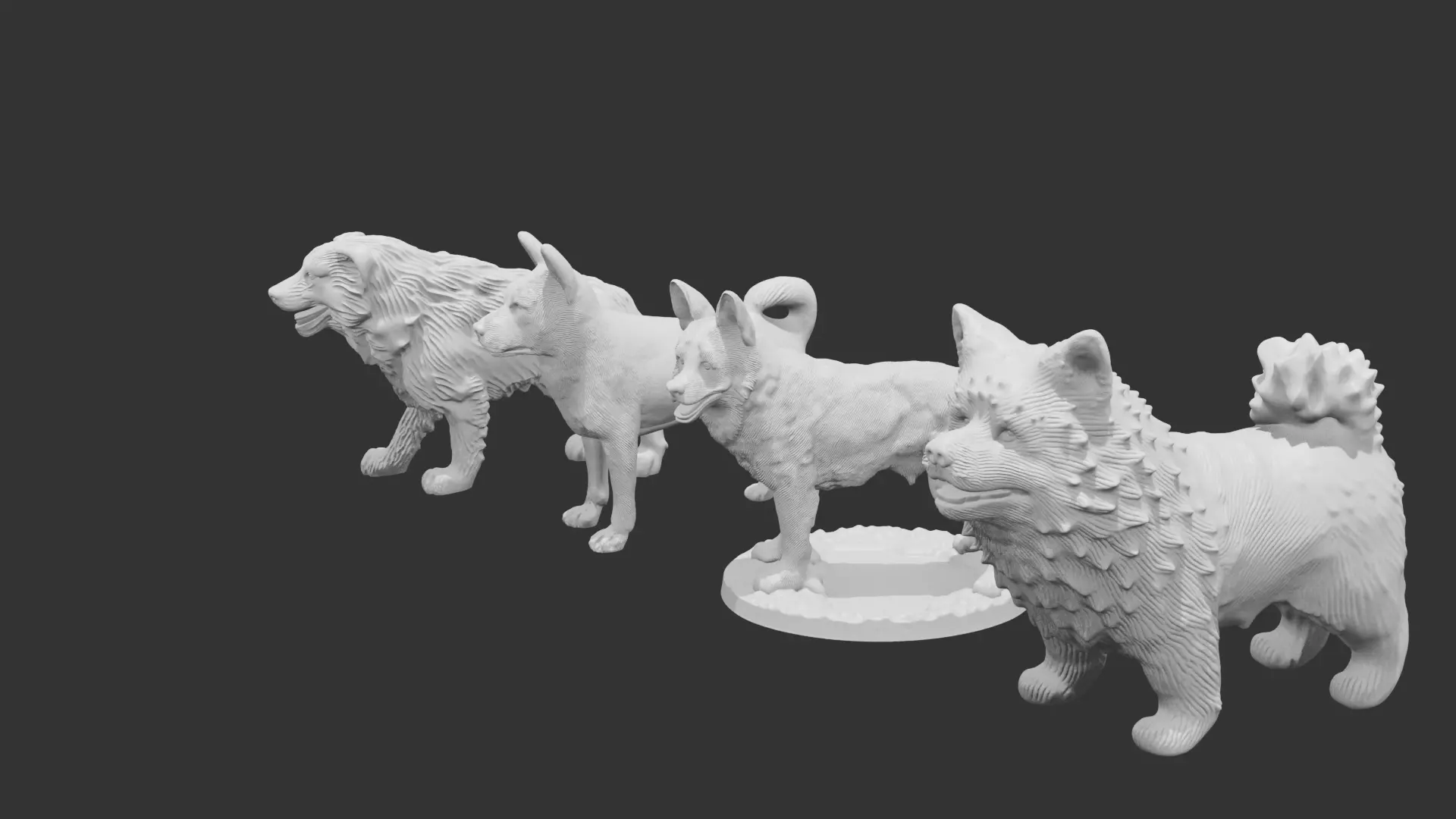 4 Dogs Perfect For Wargaming And 3D print 3D print model_3