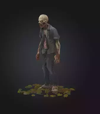 Zombie 3D Model Realistic Horror Sculpture