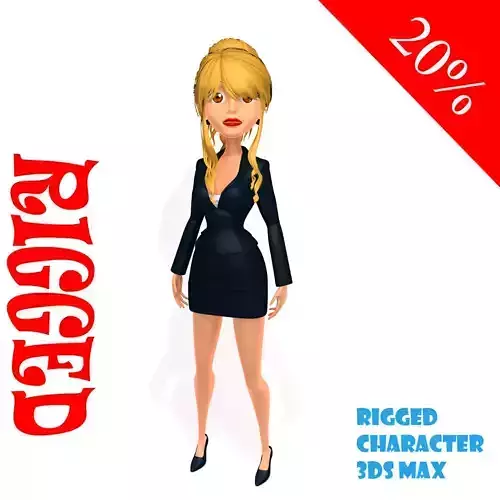 Business Woman 02 Cartoon Rigged 