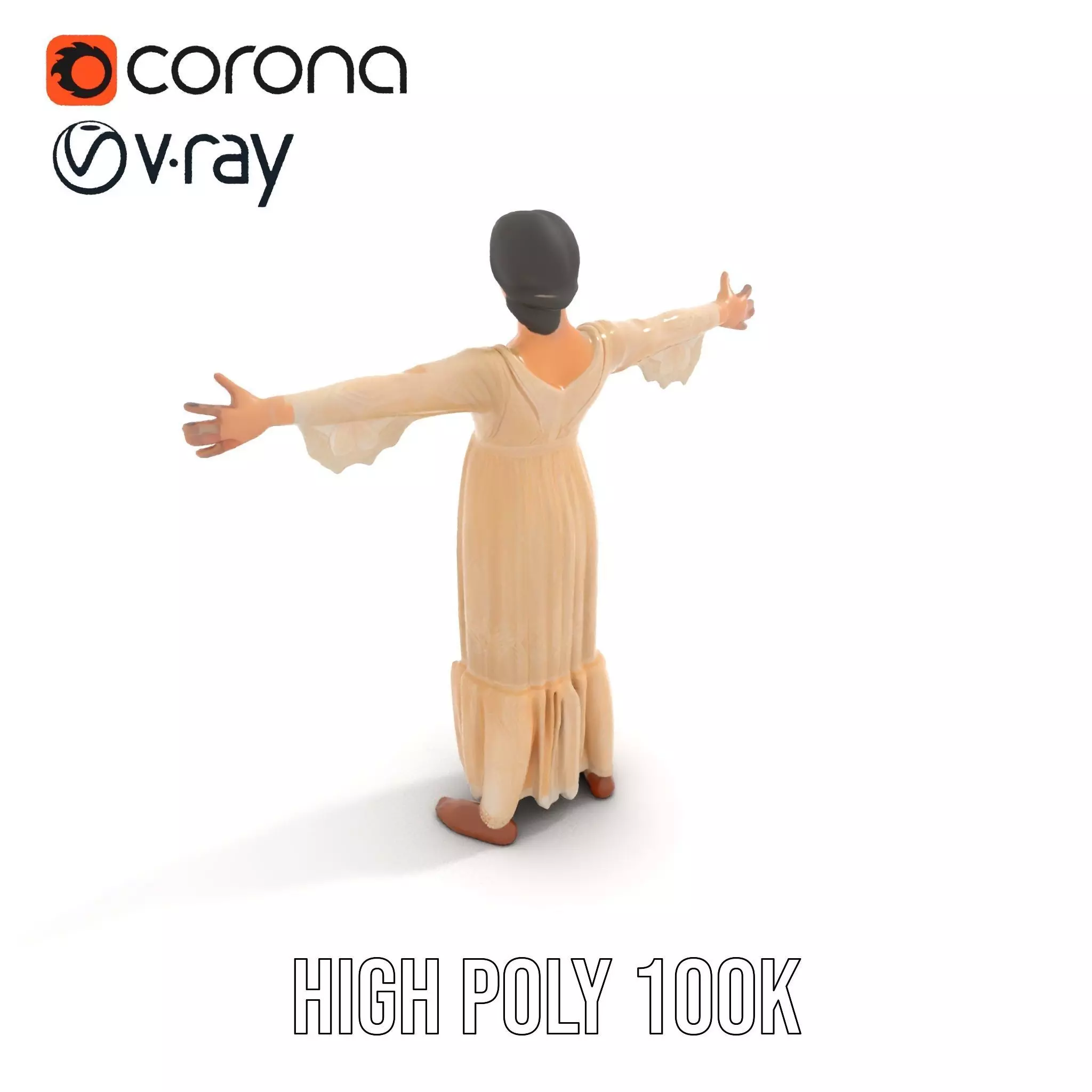 Elegant Lace Gown model pack Low-poly 3D model_13