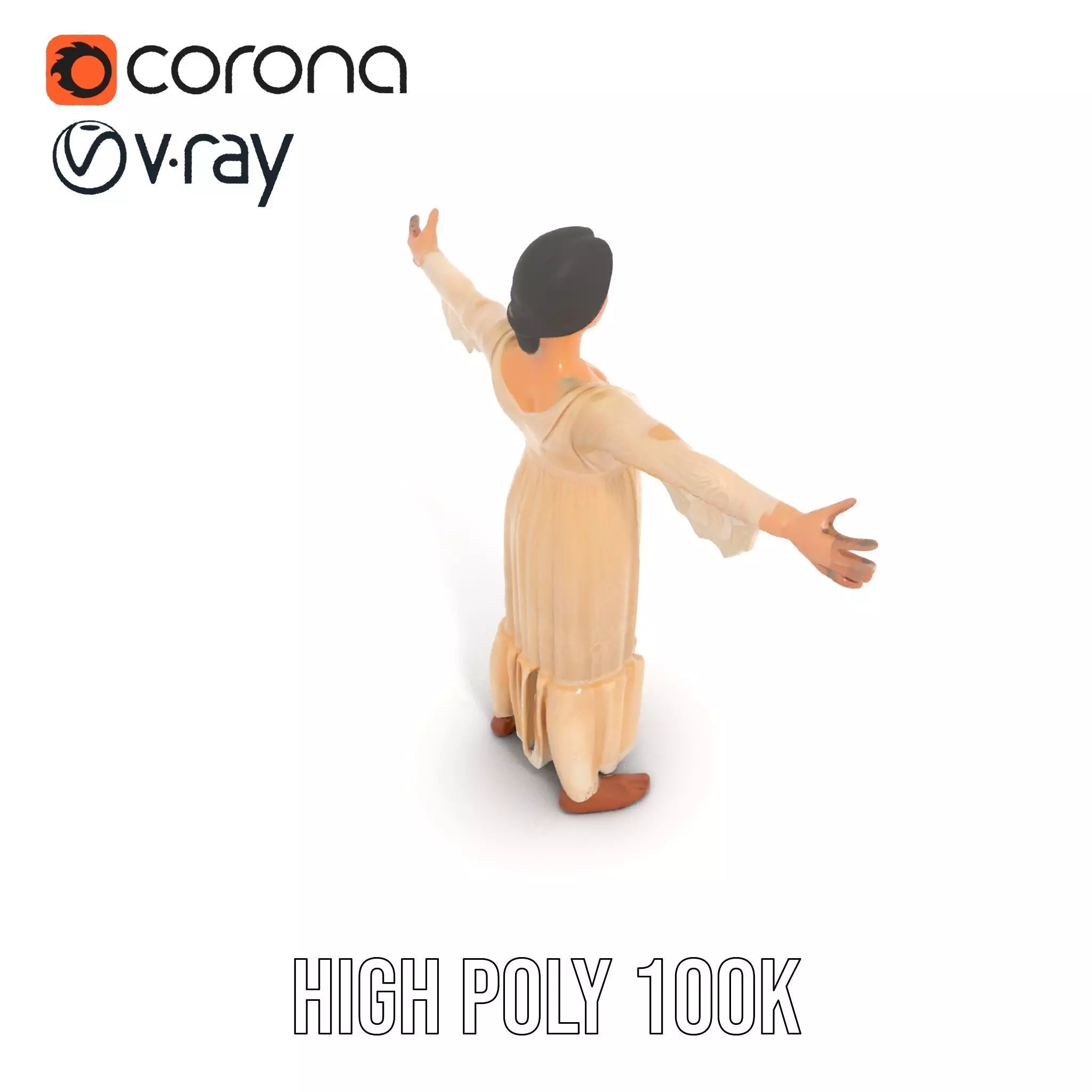 Elegant Lace Gown model pack Low-poly 3D model_29