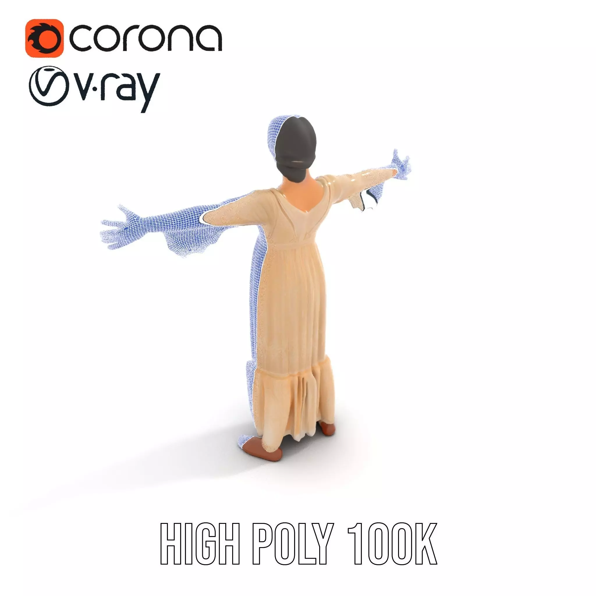 Elegant Lace Gown model pack Low-poly 3D model_34