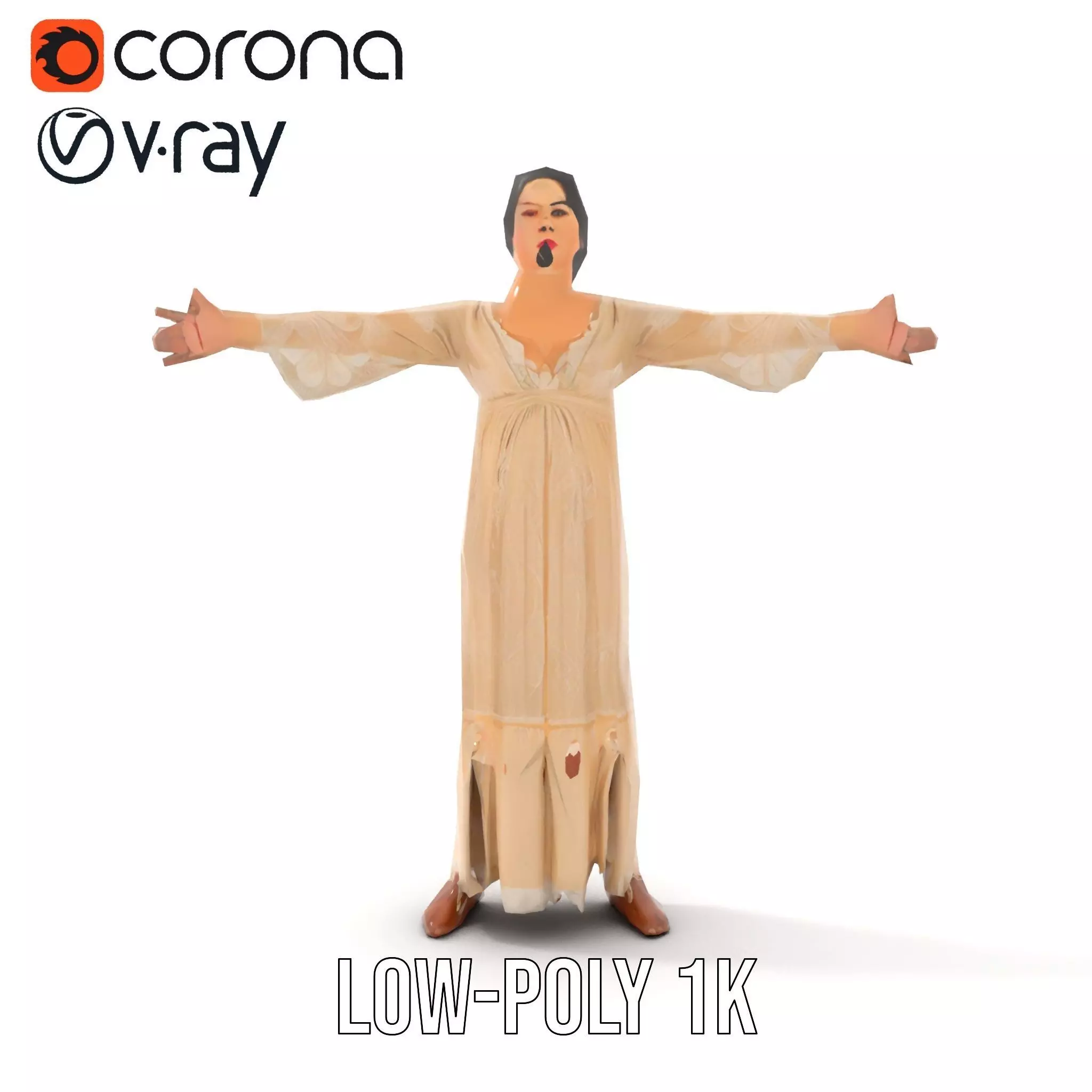 Elegant Lace Gown model pack Low-poly 3D model_9