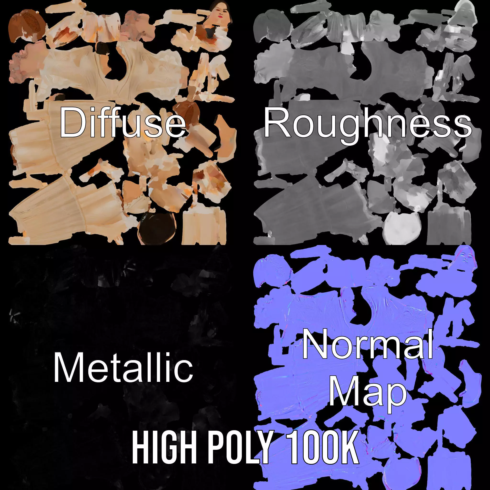 Elegant Lace Gown model pack Low-poly 3D model_4