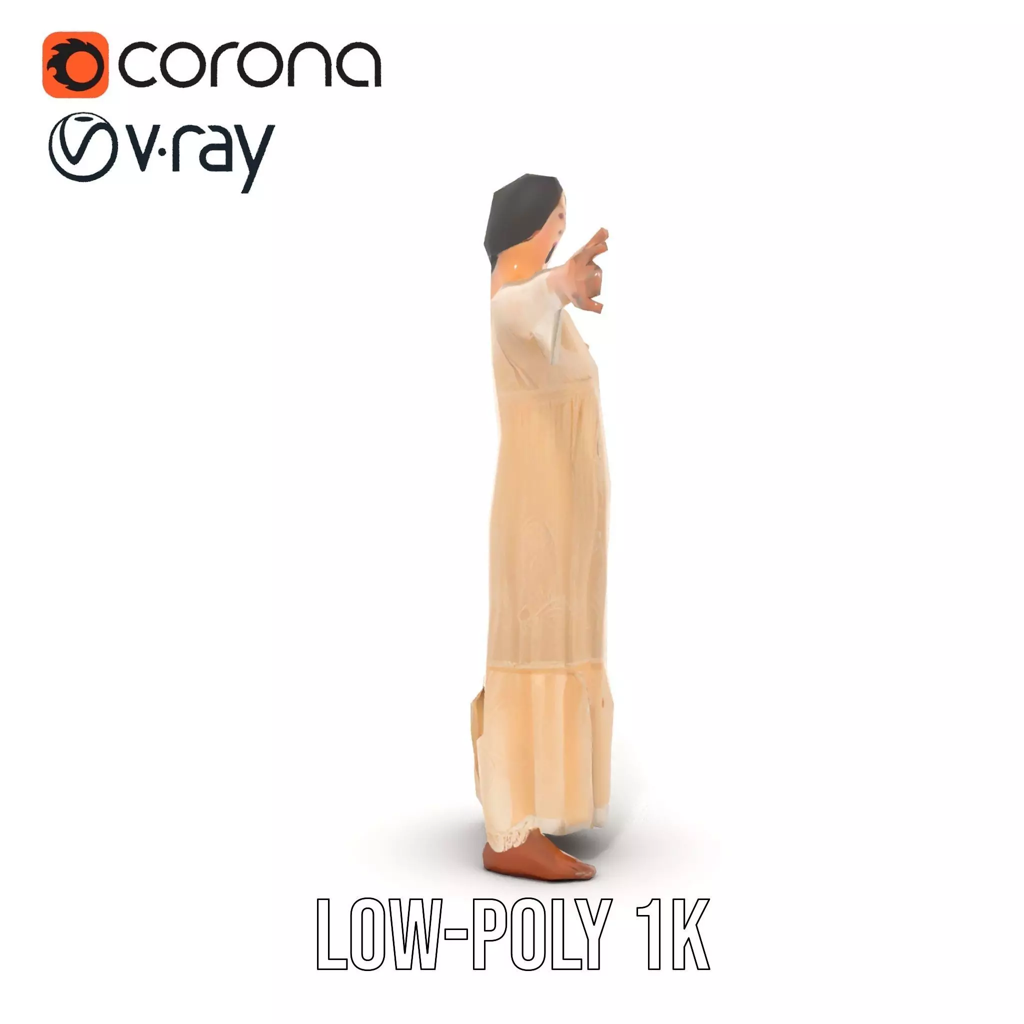 Elegant Lace Gown model pack Low-poly 3D model_20