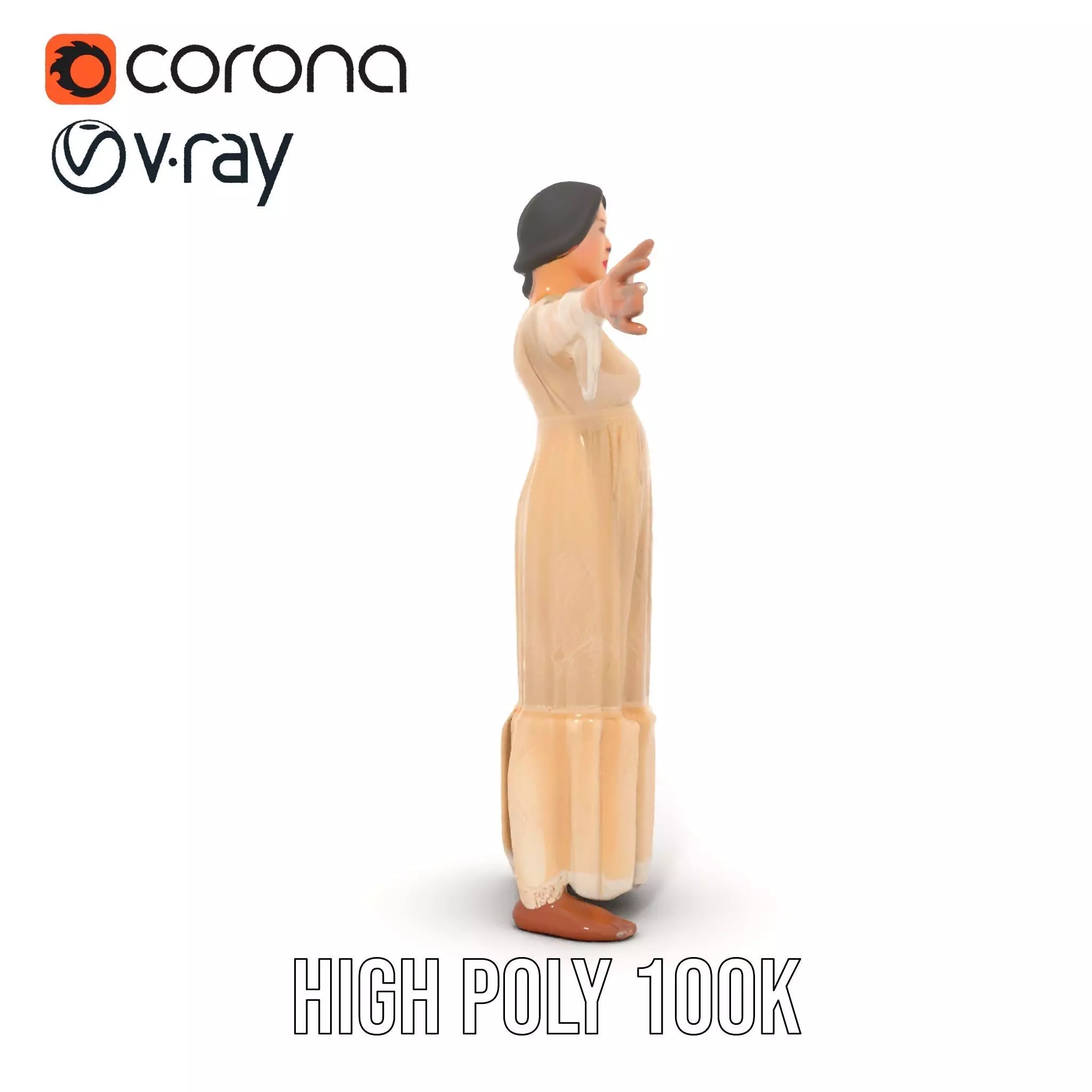 Elegant Lace Gown model pack Low-poly 3D model_33