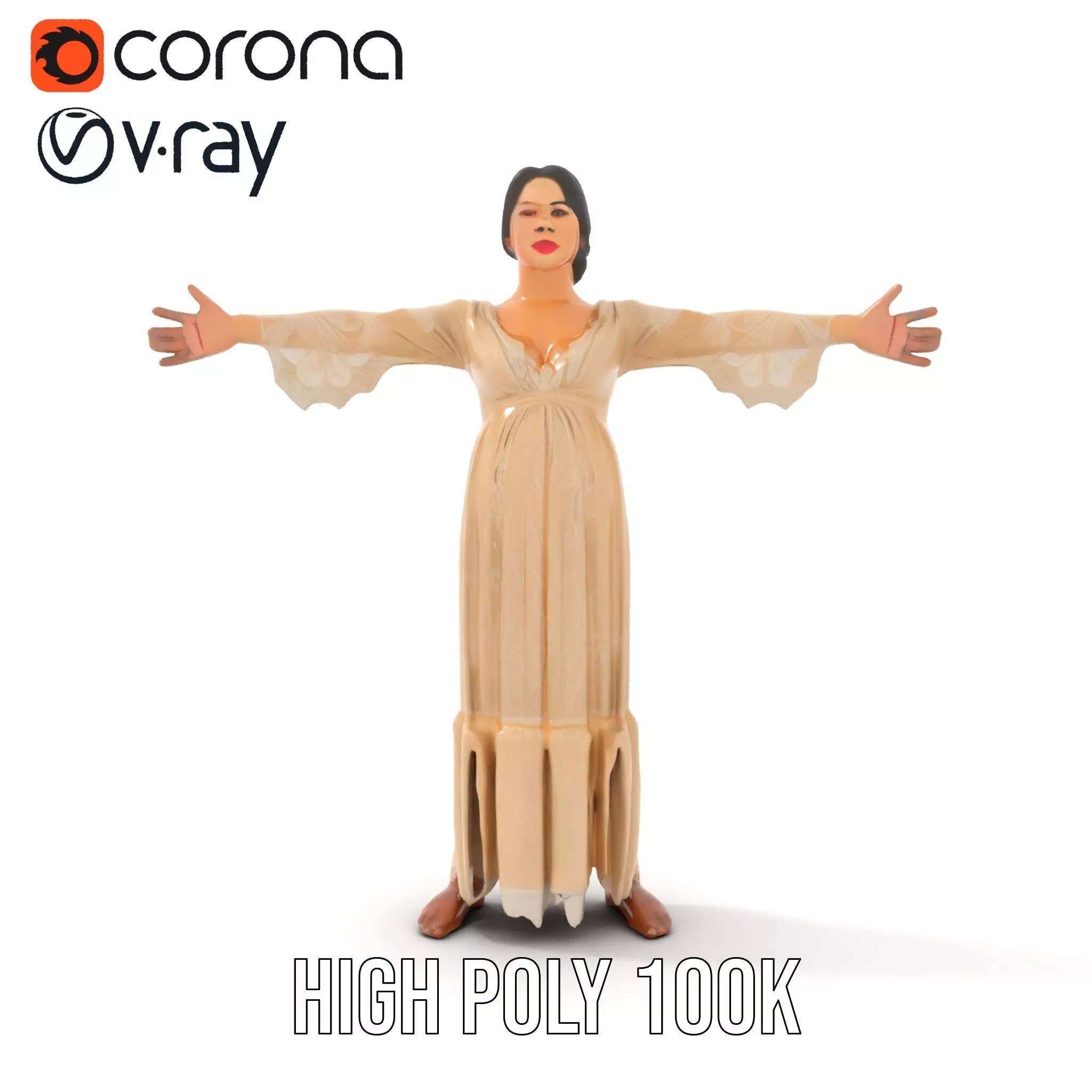 Elegant Lace Gown model pack Low-poly 3D model_21