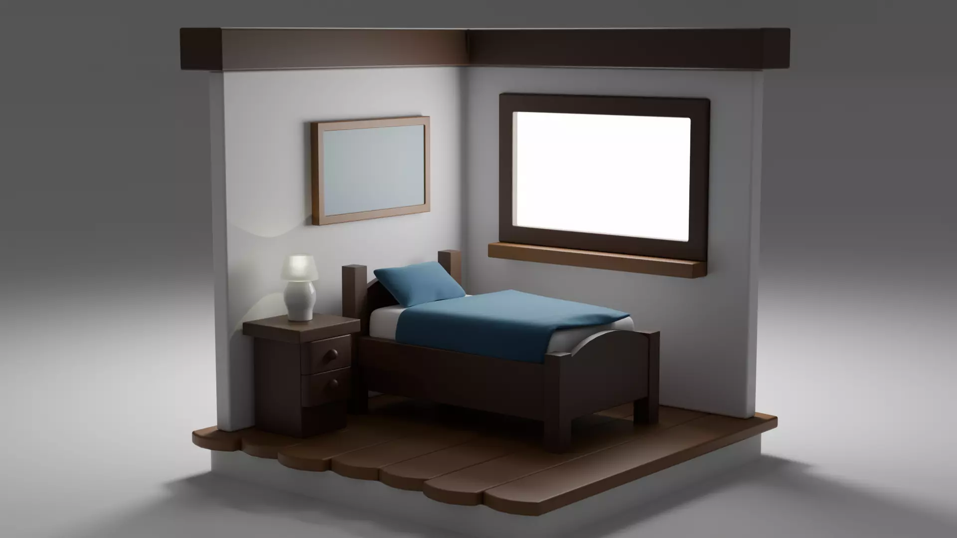 Stylized Isometric Bedroom 3D model_3