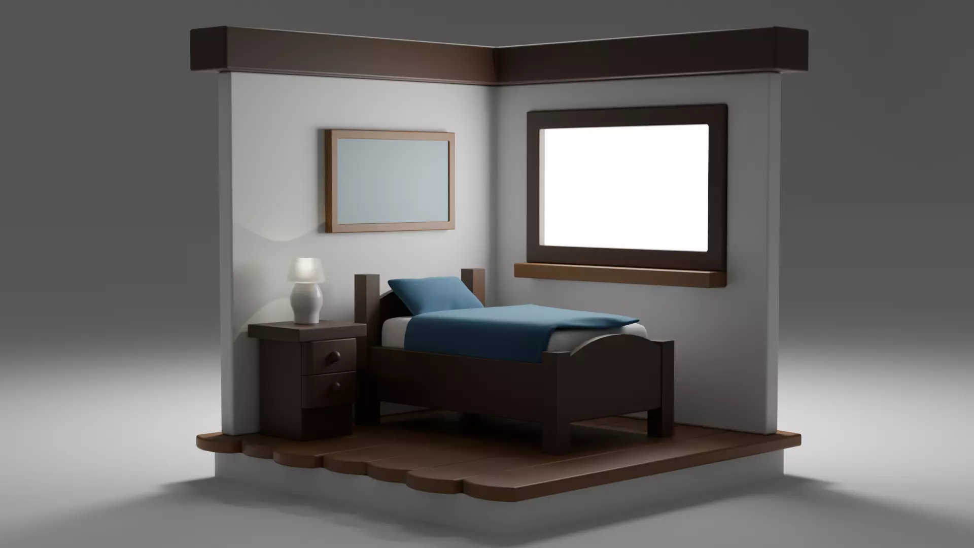 Stylized Isometric Bedroom 3D model_0