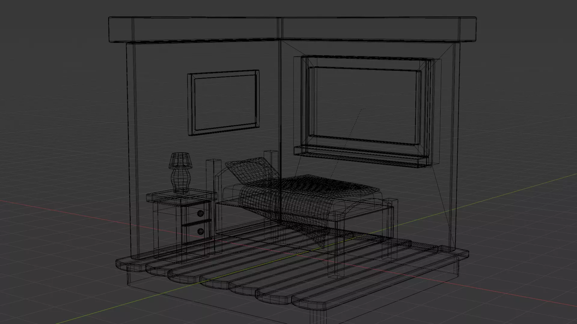 Stylized Isometric Bedroom 3D model_5