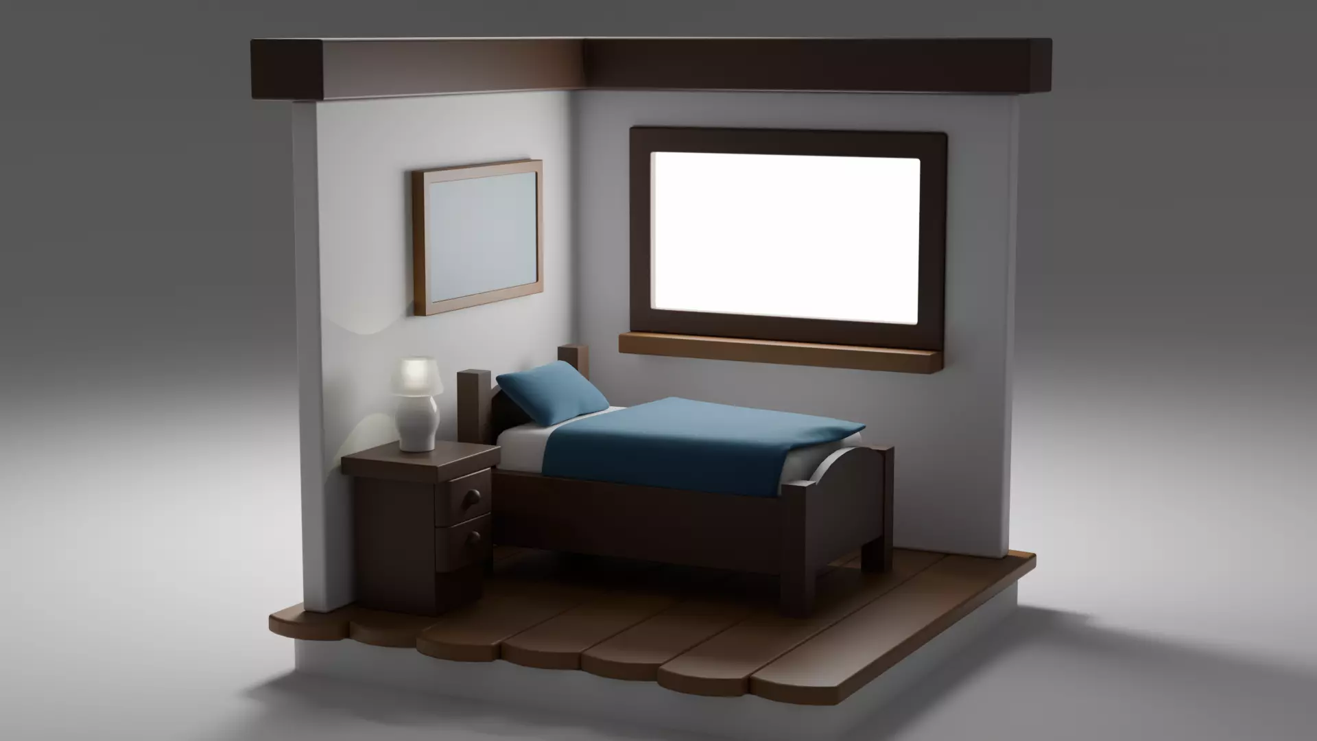 Stylized Isometric Bedroom 3D model_2