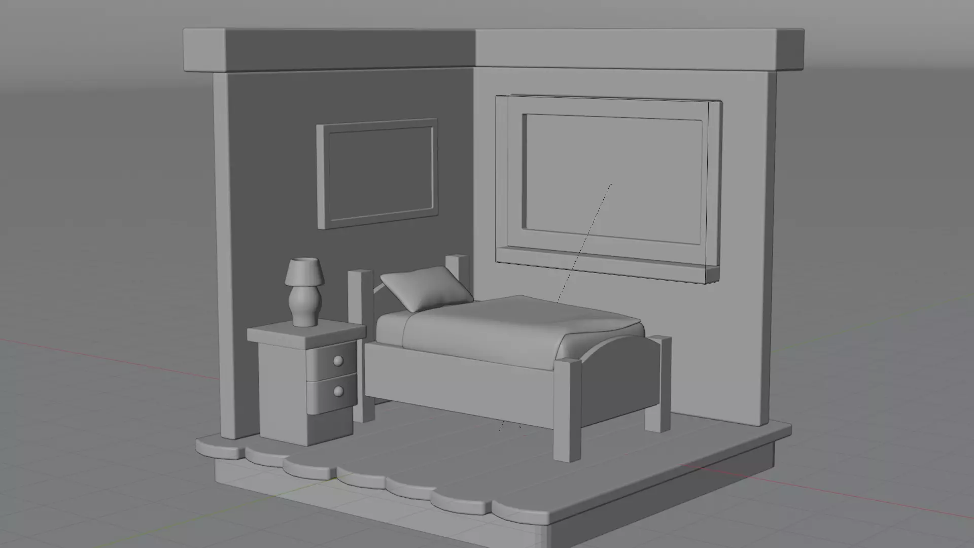 Stylized Isometric Bedroom 3D model_4