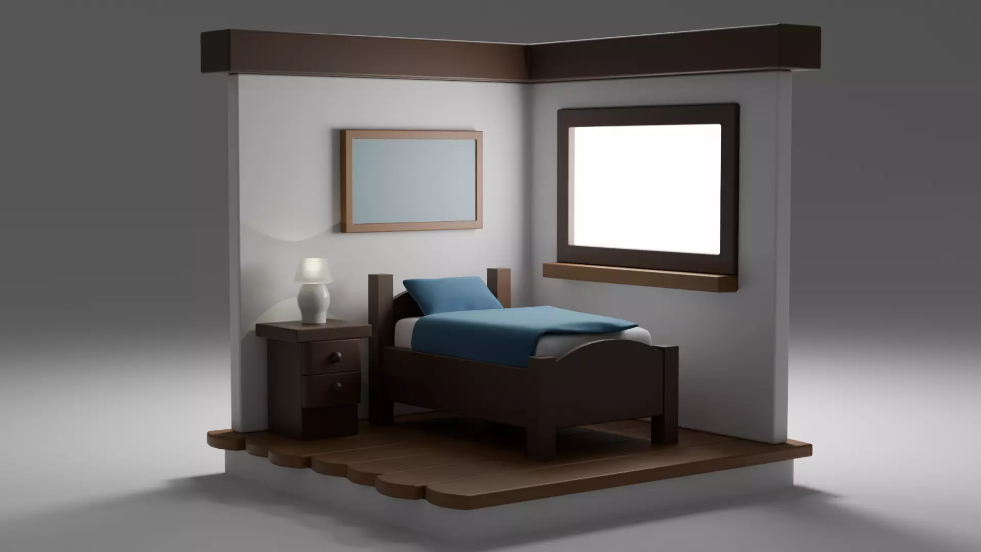 Stylized Isometric Bedroom 3D model_1