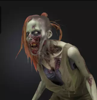 Zombie Woman 3D Model Realistic Horror Sculpture Free 3D print model_3