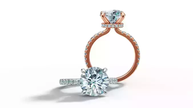 4ct Solitaire Engagement Ring Underhalo 10mm gem 3Dmodel